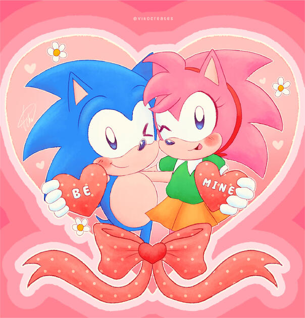 Classic Sonamy Valentine: Made this thinking about those valentine cards. I tried to make it look pencil-like. I normally don't render like this, but I think it gives it a soft vibe.