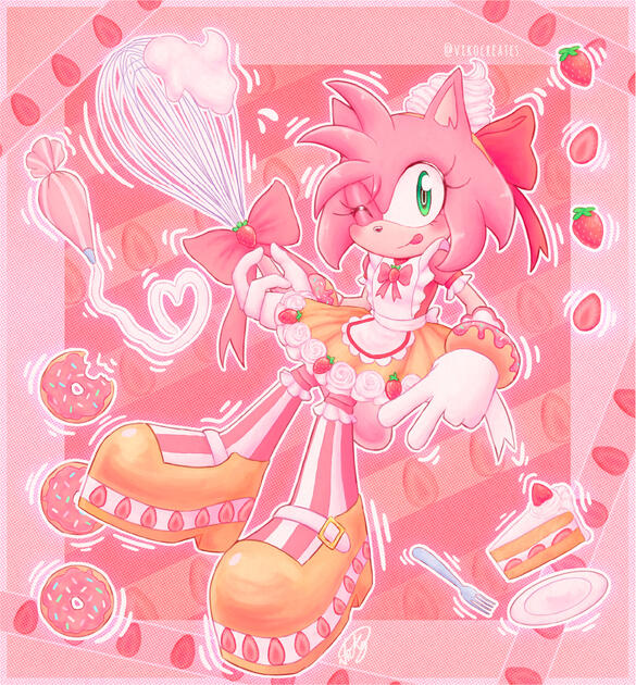 Dulce Amy: I really liked the Dulce Amy skin so I decided to draw her. I wanted a lot of things in the drawing, so I included desserts, strawberries, and "tape".