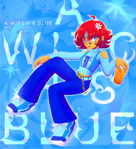 A Witch's Blue: One of my favorite OCs in a blue outfit I came up with.