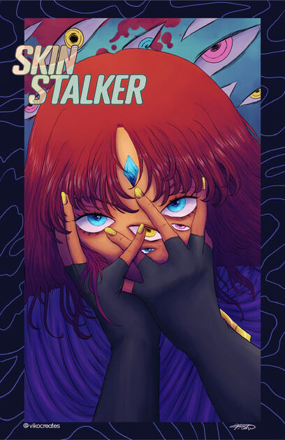 Skinstalker: Beneath the skin: I made this thinking about it as a book cover. This is a personal concept I have. Unsure it will ever be anything. I wanted it to be mysterious and imply something. What do you think?